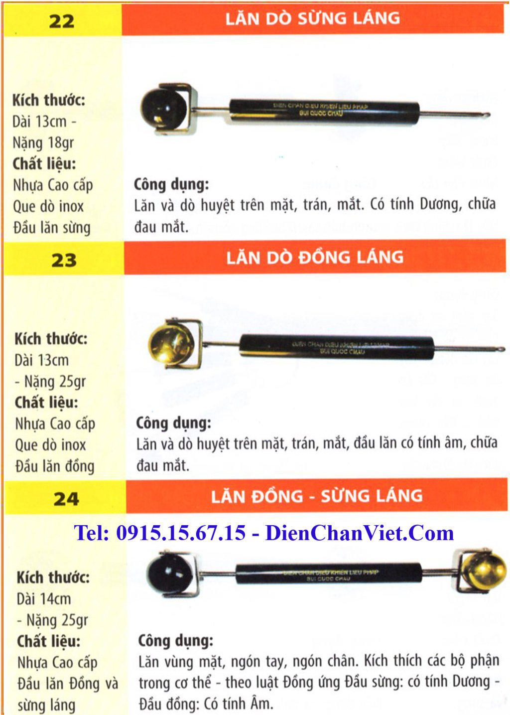 Dụng cụ diện chẩn cây lăn dò sừng láng