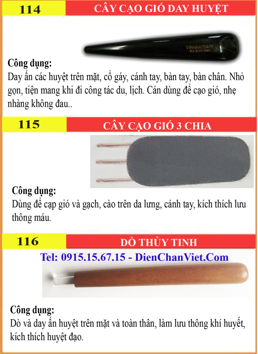 Cây cạo gió day huyệt, dò thủy tinh