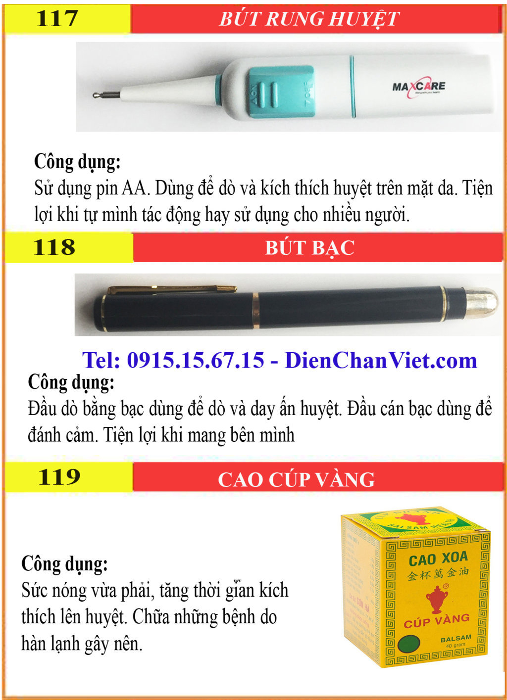 Bút bạc, cao cúp vàng, ngải cứu